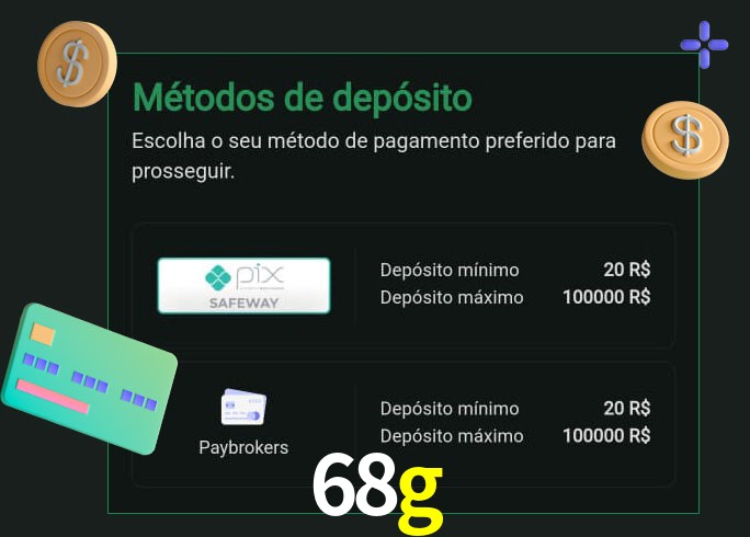 O cassino 68g oferece uma grande variedade de métodos de pagamento